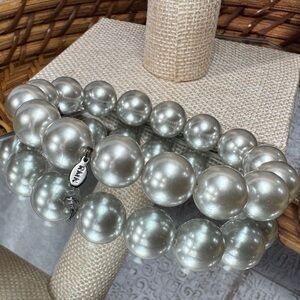 RMN Grey Silver Costume Pearl Stretch Bracelet